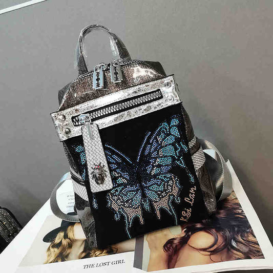 New Delicate Rhinestone Personality Butterfly Shoulder Bag $98.00 Dana Fashion Color: Black Women's Bags Product information: Applicable scenarios: Leisure Color classification: black, Gun Color Lining material: Nylon Hardness of bag: Soft Degree of water