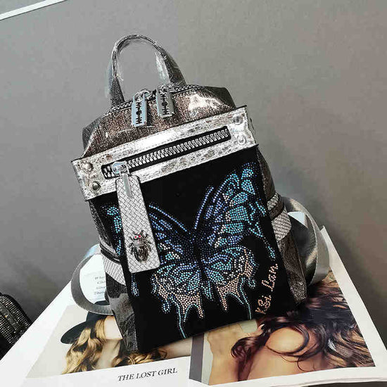 New Delicate Rhinestone Personality Butterfly Shoulder Bag $98.00 Dana Fashion Color: Gun color Women's Bags Product information: Applicable scenarios: Leisure Color classification: black, Gun Color Lining material: Nylon Hardness of bag: Soft Degree of w
