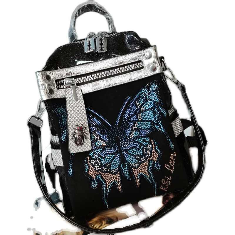 New Delicate Rhinestone Personality Butterfly Shoulder Bag $98.00 Dana Fashion Color: Black Women's Bags Product information: Applicable scenarios: Leisure Color classification: black, Gun Color Lining material: Nylon Hardness of bag: Soft Degree of water