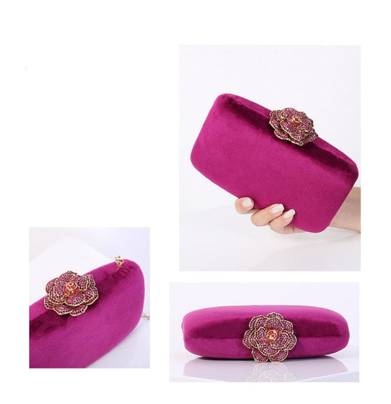 New Diamond Decoration Evening Bag PU Flannel Clutch Bag Chain Satchel Banquet Dress Bag Party Evening Gift Bag Evening Bag $79.00 Dana Fashion Color: Black Women's Bags Product information: Material: Suede Function: hand, hand, shoulder, diagonal Color;