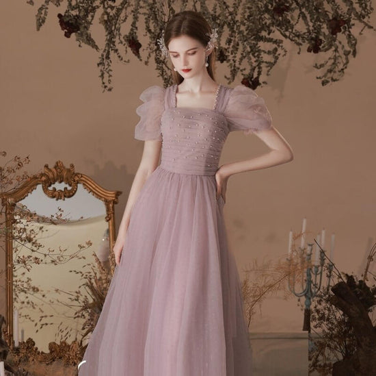 New Engagement Princess Birthday Dinner Annual Meeting Long Dress $379.50 Dana Fashion Color: Pink Purple Size: L Women's clothing Product information: Size: S, M, L Fabric: Skin friendly fabric Pattern: Solid color Style: Korean version Waist type: mid w