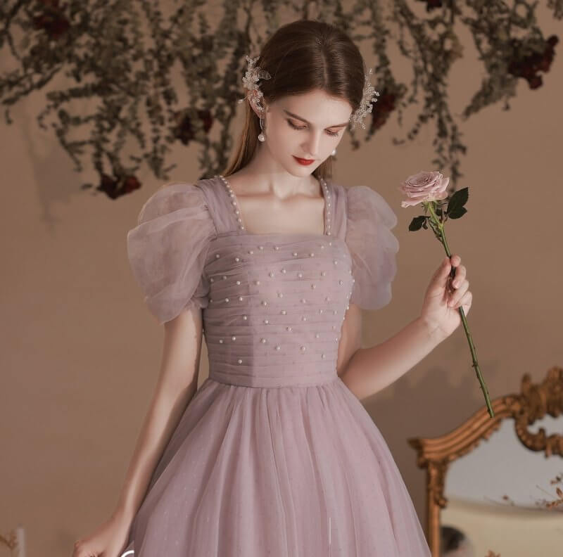 New Engagement Princess Birthday Dinner Annual Meeting Long Dress $379.50 Dana Fashion Color: Pink Purple Size: L Women's clothing Product information: Size: S, M, L Fabric: Skin friendly fabric Pattern: Solid color Style: Korean version Waist type: mid w