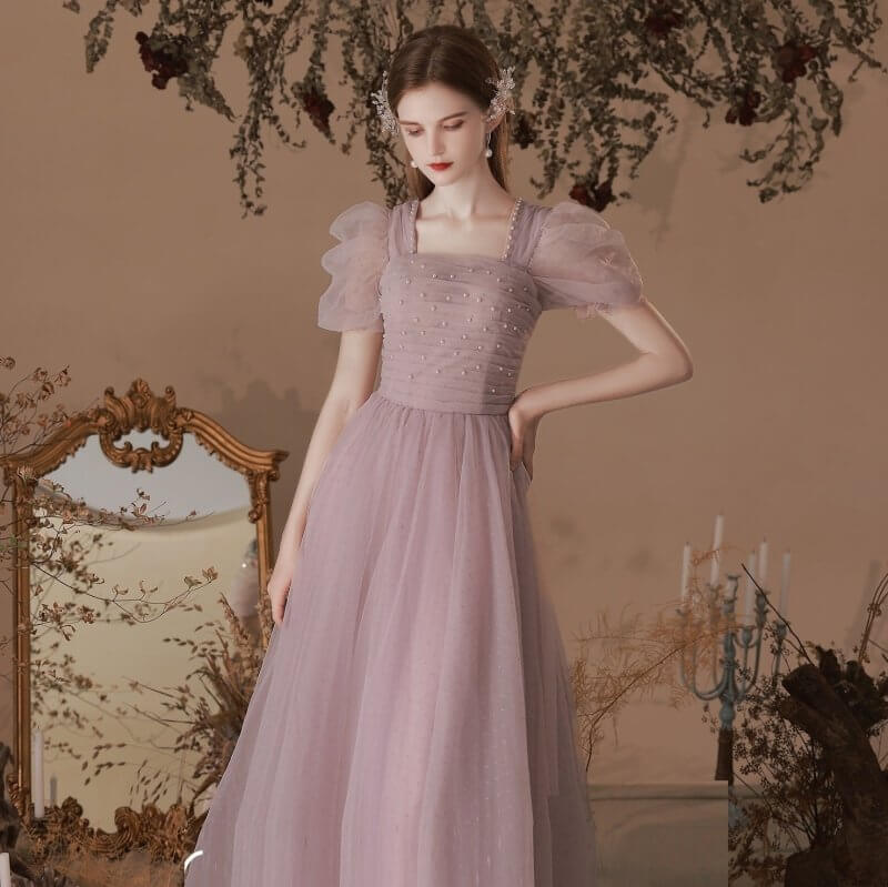 New Engagement Princess Birthday Dinner Annual Meeting Long Dress $379.50 Dana Fashion Color: Pink Purple Size: L Women's clothing Product information: Size: S, M, L Fabric: Skin friendly fabric Pattern: Solid color Style: Korean version Waist type: mid w