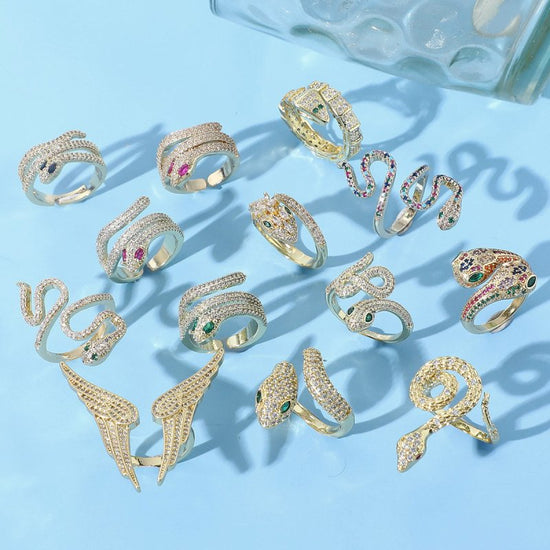 New European And American Diamond Cobra Ring $24.00 Dana Fashion Color: JZ01291 Women's Accessories Product information: Treatment Process: gold inlay Applicable gift-giving occasions: tourism commemoration, festivals, trade fairs, advertising promotions,