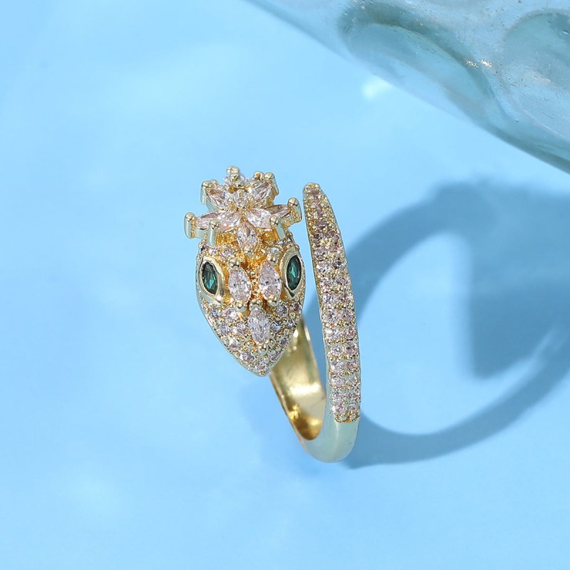 New European And American Diamond Cobra Ring $24.00 Dana Fashion Color: JZ0134 Women's Accessories Product information: Treatment Process: gold inlay Applicable gift-giving occasions: tourism commemoration, festivals, trade fairs, advertising promotions,