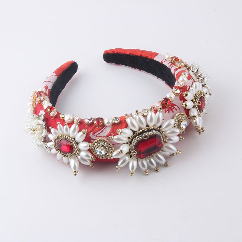 New Fashion European And American Style Baroque Light Luxury Sponge Rhinestone Pearl GEM Headband $36.63 Dana Fashion Color: A Women's Accessories Product information: Treatment Process: Diamond Color: A,B,C,D,E Applicable people: women Material: sponge P