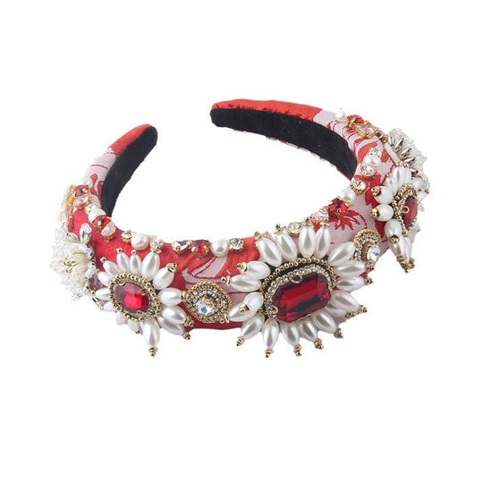 New Fashion European And American Style Baroque Light Luxury Sponge Rhinestone Pearl GEM Headband $36.63 Dana Fashion Color: A Women's Accessories Product information: Treatment Process: Diamond Color: A,B,C,D,E Applicable people: women Material: sponge P