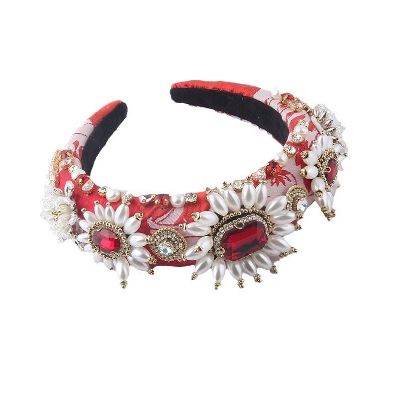 New Fashion European And American Style Baroque Light Luxury Sponge Rhinestone Pearl GEM Headband $36.63 Dana Fashion Color: A Women's Accessories Product information: Treatment Process: Diamond Color: A,B,C,D,E Applicable people: women Material: sponge P