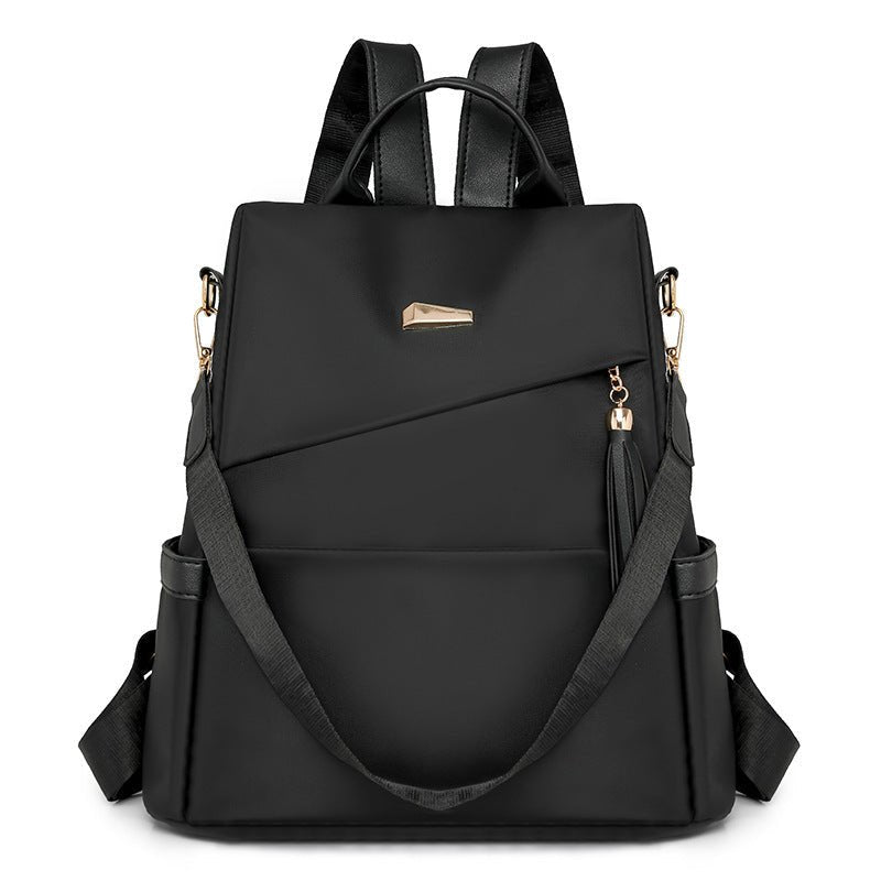 New Fashion Tassel Women's Backpack Casual Simple $42.55 Dana Fashion Color: Black Women's Bags Product information: Color: cream-white, black, brown Outer bag type: split pocket Function: waterproof, durable, anti-theft Material: Nylon Style: Urban Simpl