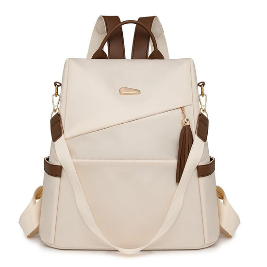 New Fashion Tassel Women's Backpack Casual Simple $42.55 Dana Fashion Color: Beige Women's Bags Product information: Color: cream-white, black, brown Outer bag type: split pocket Function: waterproof, durable, anti-theft Material: Nylon Style: Urban Simpl