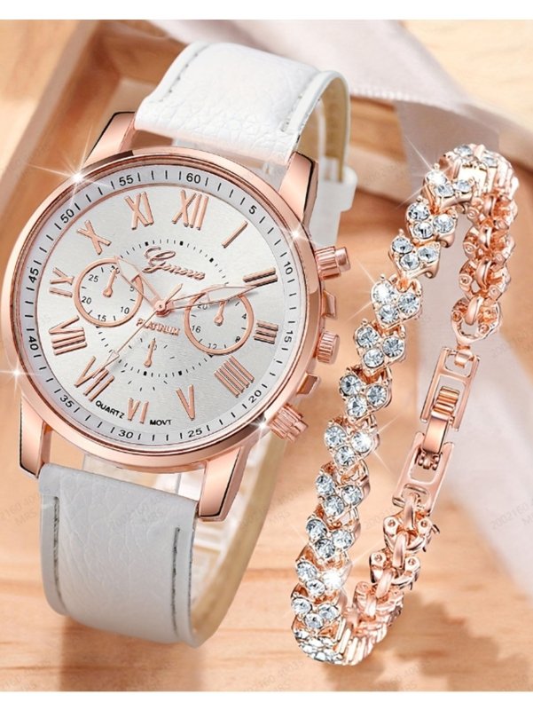 New Fashion Women's Quartz Watch Bracelet Suit $21.45 Dana Fashion Color: Beige Women's Accessories Product information: Color: Milky White Thickness: 8mm Applicable people: Female Style: Casual Movement type: Quartz Watchcase material: Alloy Dial diamete