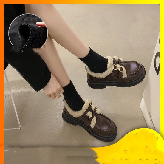 New Fashionable And Versatile Cotton Shoes Thick Bottom British Wind Non-slip Padded Small Leather Shoes $59.90 Dana Fashion Color: Upgrade Brown Size: 35 Women's shoes Overview: Unique design, stylish and beautiful. Good material, comfortable feet. A var