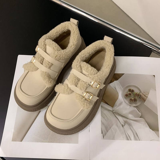 New Fashionable And Versatile Cotton Shoes Thick Bottom British Wind Non-slip Padded Small Leather Shoes $59.90 Dana Fashion Color: Upgrade Beige Size: 35 Women's shoes Overview: Unique design, stylish and beautiful. Good material, comfortable feet. A var