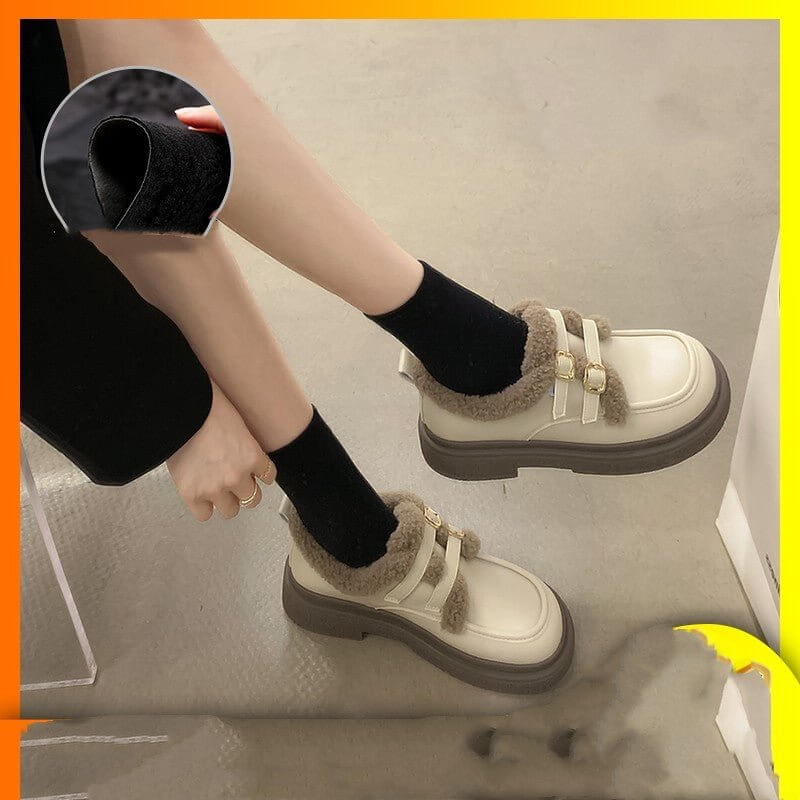New Fashionable And Versatile Cotton Shoes Thick Bottom British Wind Non-slip Padded Small Leather Shoes $59.90 Dana Fashion Color: Upgrade Beige Size: 35 Women's shoes Overview: Unique design, stylish and beautiful. Good material, comfortable feet. A var