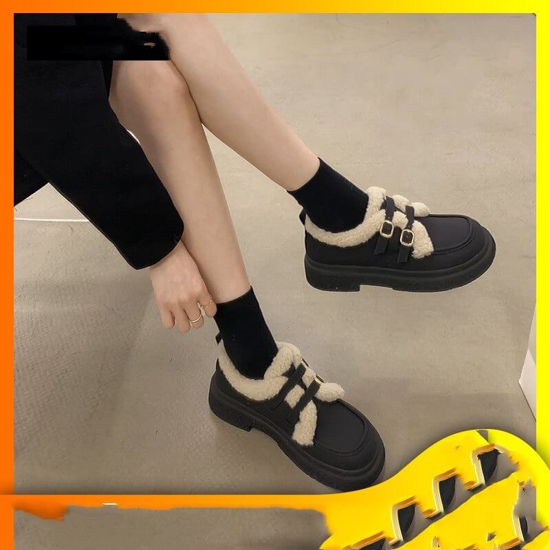 New Fashionable And Versatile Cotton Shoes Thick Bottom British Wind Non-slip Padded Small Leather Shoes $59.90 Dana Fashion Color: Upgrade Matte Black Size: 35 Women's shoes Overview: Unique design, stylish and beautiful. Good material, comfortable feet.