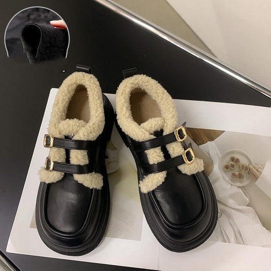 New Fashionable And Versatile Cotton Shoes Thick Bottom British Wind Non-slip Padded Small Leather Shoes $59.90 Dana Fashion Color: Upgrade Beige Size: 35 Women's shoes Overview: Unique design, stylish and beautiful. Good material, comfortable feet. A var