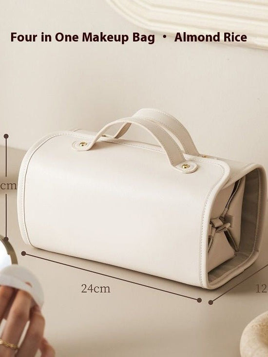 New Folding Cosmetic Bag Large Capacity Portable Handbag Waterproof Travel Storage Washing Bag For Women $35.00 Dana Fashion Color: Beige Women's Bags Overview: Unique design, stylish and beautiful. Good material, comfortable wear. A variety of colors, an
