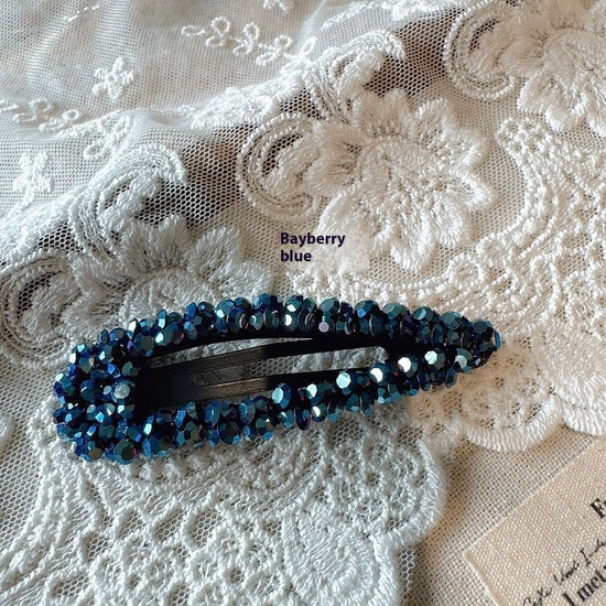 New High-grade Drop-shaped All-match Side Barrettes $15.00 Dana Fashion Color: Bayberry Blue Women's Accessories Product information: Processing process: manual Color: water drop-Camellia Pink, water drop-ink blue, water drop-Blue Gold, water drop-dragon