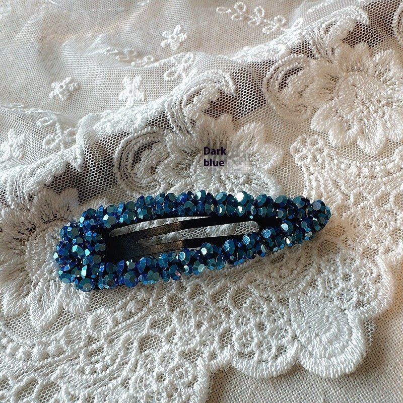 New High-grade Drop-shaped All-match Side Barrettes $15.00 Dana Fashion Color: Ink Blue Women's Accessories Product information: Processing process: manual Color: water drop-Camellia Pink, water drop-ink blue, water drop-Blue Gold, water drop-dragon fruit