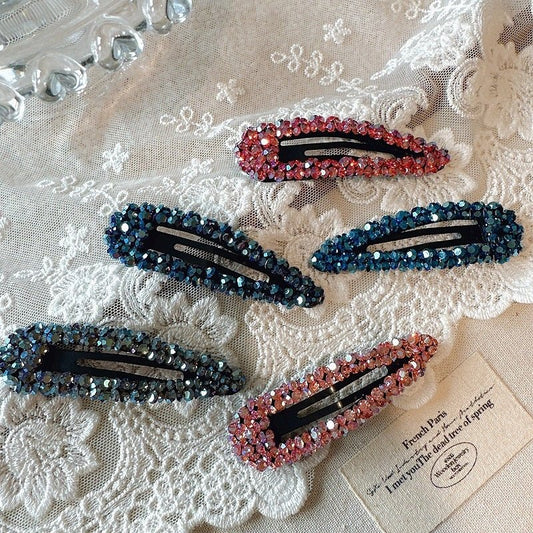 New High-grade Drop-shaped All-match Side Barrettes $15.00 Dana Fashion Color: Bayberry Blue Women's Accessories Product information: Processing process: manual Color: water drop-Camellia Pink, water drop-ink blue, water drop-Blue Gold, water drop-dragon