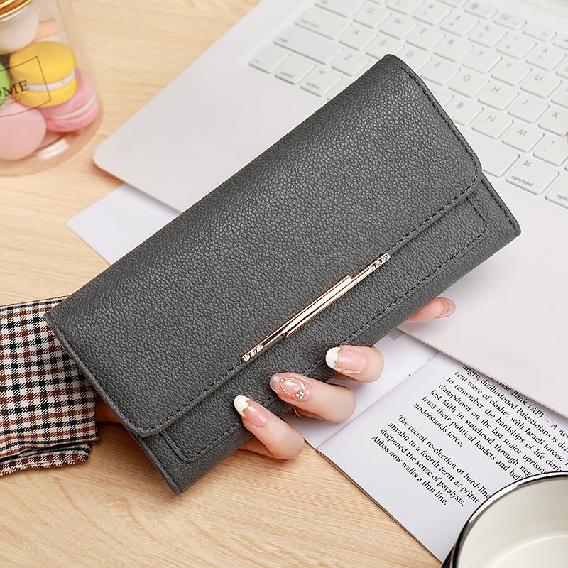 New Ladies' Purse Tri-fold Litchi Pattern $23.63 Dana Fashion Color: Gray Size: 19.9x9x3cm Women's Bags Product information: Color: black, pink, green, beige, brown, gray Function: Ultra Light Material: pu Size: 19.9*9 * 3cm Style: Urban Simplicity Size: