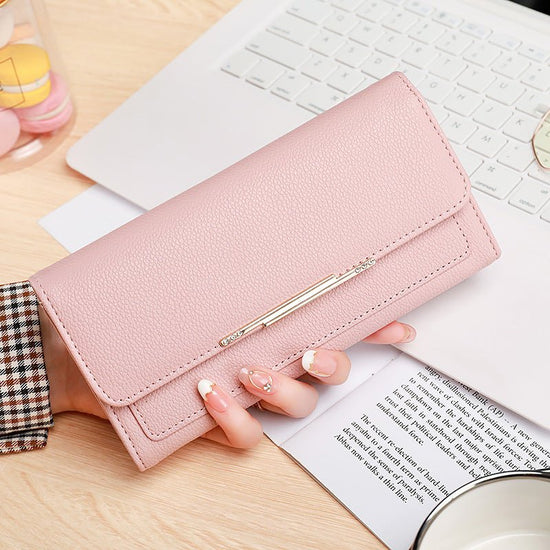 New Ladies' Purse Tri-fold Litchi Pattern $23.63 Dana Fashion Color: Pink Size: 19.9x9x3cm Women's Bags Product information: Color: black, pink, green, beige, brown, gray Function: Ultra Light Material: pu Size: 19.9*9 * 3cm Style: Urban Simplicity Size: