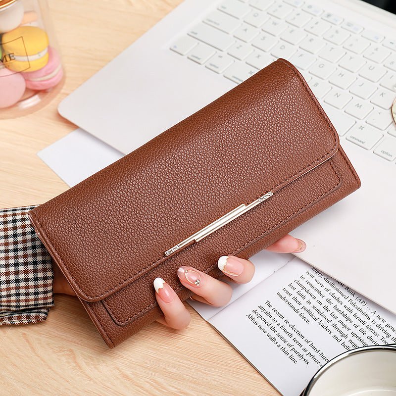 New Ladies' Purse Tri-fold Litchi Pattern $23.63 Dana Fashion Color: Brown Size: 19.9x9x3cm Women's Bags Product information: Color: black, pink, green, beige, brown, gray Function: Ultra Light Material: pu Size: 19.9*9 * 3cm Style: Urban Simplicity Size: