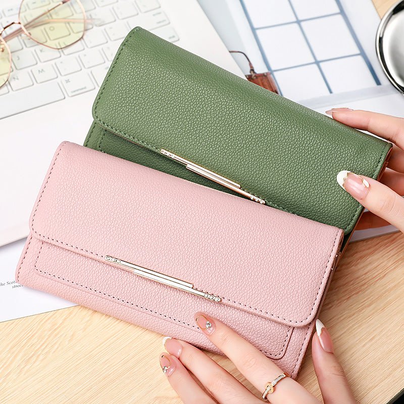 New Ladies' Purse Tri-fold Litchi Pattern $23.63 Dana Fashion Color: Beige Size: 19.9x9x3cm Women's Bags Product information: Color: black, pink, green, beige, brown, gray Function: Ultra Light Material: pu Size: 19.9*9 * 3cm Style: Urban Simplicity Size: