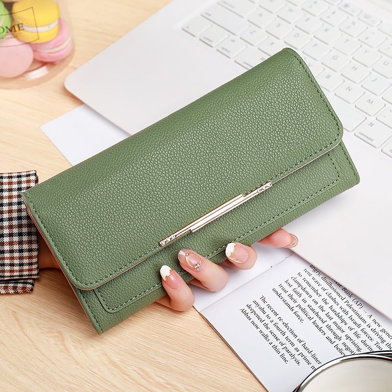 New Ladies' Purse Tri-fold Litchi Pattern $23.63 Dana Fashion Color: Green Size: 19.9x9x3cm Women's Bags Product information: Color: black, pink, green, beige, brown, gray Function: Ultra Light Material: pu Size: 19.9*9 * 3cm Style: Urban Simplicity Size:
