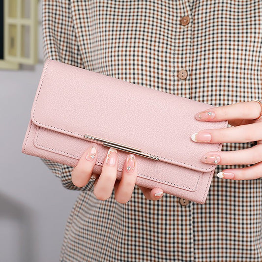New Ladies' Purse Tri-fold Litchi Pattern $23.63 Dana Fashion Color: Beige Size: 19.9x9x3cm Women's Bags Product information: Color: black, pink, green, beige, brown, gray Function: Ultra Light Material: pu Size: 19.9*9 * 3cm Style: Urban Simplicity Size: