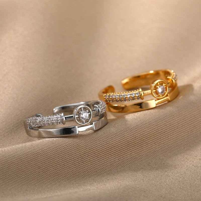 New Letter V Open-end Zircon Ring Double Layer $15.70 Dana Fashion Color: 2 Gold Size: Adjustable Opening Women's Accessories Product information: Type: Ring Treatment Process: gold inlaid Color: 2 [gold], 2 [white and gold], 3 [gold], 3 [white and gold],
