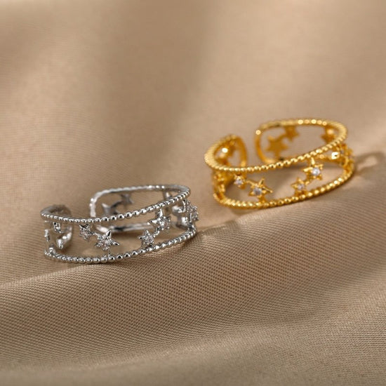 New Letter V Open-end Zircon Ring Double Layer $15.70 Dana Fashion Color: 2 Gold Size: Adjustable Opening Women's Accessories Product information: Type: Ring Treatment Process: gold inlaid Color: 2 [gold], 2 [white and gold], 3 [gold], 3 [white and gold],