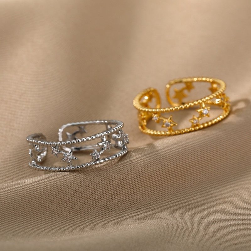 New Letter V Open-end Zircon Ring Double Layer $15.70 Dana Fashion Color: 2 Gold Size: Adjustable Opening Women's Accessories Product information: Type: Ring Treatment Process: gold inlaid Color: 2 [gold], 2 [white and gold], 3 [gold], 3 [white and gold],