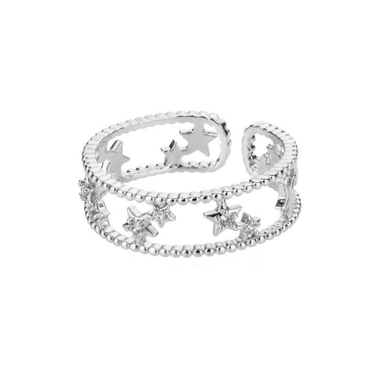 New Letter V Open-end Zircon Ring Double Layer $15.70 Dana Fashion Color: 2 Platinum Size: Adjustable Opening Women's Accessories Product information: Type: Ring Treatment Process: gold inlaid Color: 2 [gold], 2 [white and gold], 3 [gold], 3 [white and go