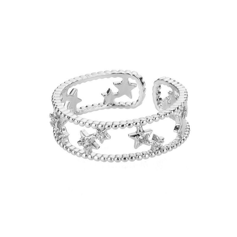 New Letter V Open-end Zircon Ring Double Layer $15.70 Dana Fashion Color: 2 Platinum Size: Adjustable Opening Women's Accessories Product information: Type: Ring Treatment Process: gold inlaid Color: 2 [gold], 2 [white and gold], 3 [gold], 3 [white and go