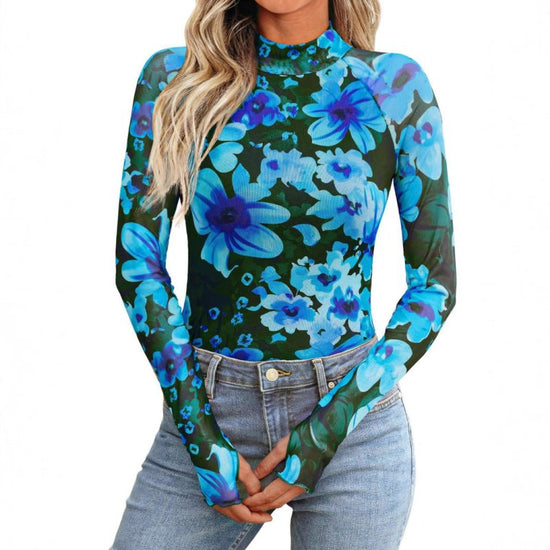 New Mesh Printed Tape Thumb Hole Turtleneck Long Sleeve Bottoming Shirt $41.89 Dana Fashion Color: Black Size: L Women's clothing معلومات المنتج: اللون: أزرق، وردي، أخضر فاتح، أحمر، أسود المقاس: S، M، L، XL، XXL الطراز: قصة ضيقة الطراز: بلوزة اسم القماش: