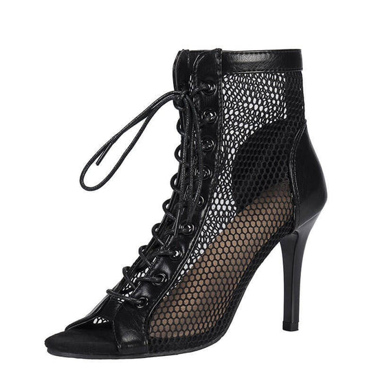 New Mesh Shoes European And American Stylish Peep Toe Stiletto Heel Sandals Women $39.50 Dana Fashion Color: Black Size: 35 Women's shoes Product information: Lining material: unlined Toe bracket shape: Tip Color: black, white, skin color Shoe Upper mater