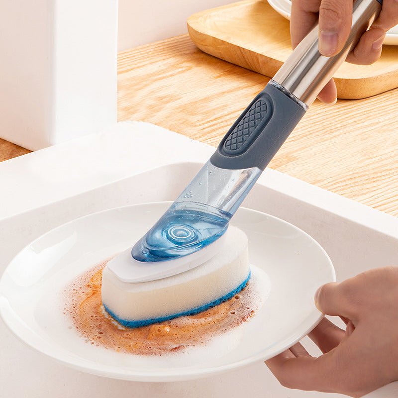 New Multifunctional Dish Brush Household Kitchen Oily Sponge Long Handle Cleaning Brush $30.00 Dana Fashion Color: Blue Dana's Kitchen Overview: 1. The button is completely covered with high-quality silicone rubber and will not tear or leak. 2. The dishwa