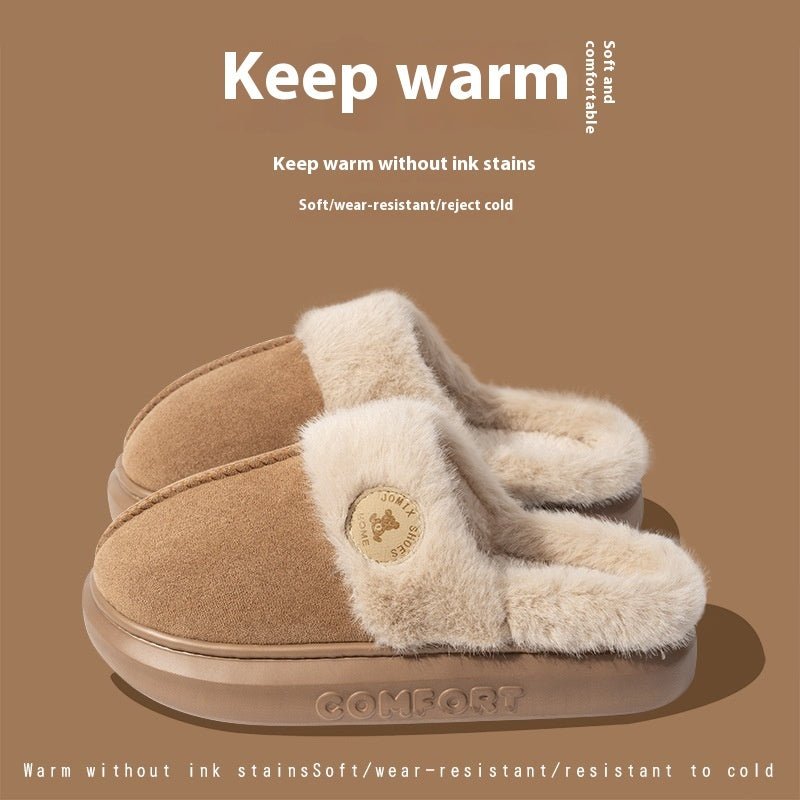 New Plush Slippers For Women Men Winter Warm Home Slipper Indoor Thick-soled Fleece Shoes $38.83 Dana Fashion Color: Brown Size: 36to37 Women's shoes Overview: Unique design, stylish and beautiful. Good material, comfortable wear. A variety of colors, any