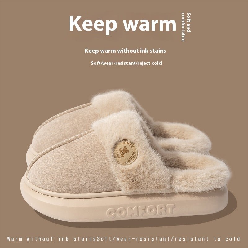 New Plush Slippers For Women Men Winter Warm Home Slipper Indoor Thick-soled Fleece Shoes $38.83 Dana Fashion Color: Khaki Size: 36to37 Women's shoes Overview: Unique design, stylish and beautiful. Good material, comfortable wear. A variety of colors, any