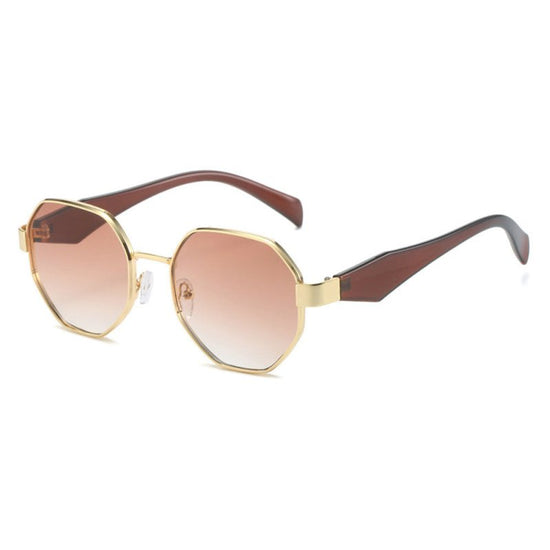 New Polygonal Sunglasses Wide Leg Metal Large Rim Sunglasses Women $19.34 Dana Fashion Colour: C1 Women's Accessories Product information: Color: C1: gold frame black leg black and gray lens sunglasses, C2: gold frame beige leg black and gray lens sunglas