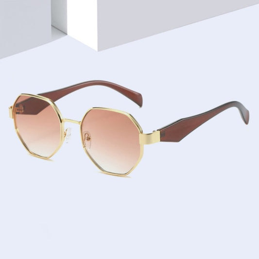 New Polygonal Sunglasses Wide Leg Metal Large Rim Sunglasses Women $19.34 Dana Fashion Colour: C1 Women's Accessories Product information: Color: C1: gold frame black leg black and gray lens sunglasses, C2: gold frame beige leg black and gray lens sunglas