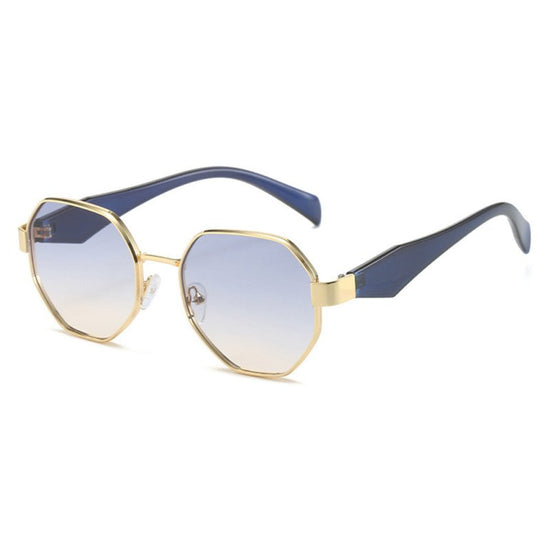 New Polygonal Sunglasses Wide Leg Metal Large Rim Sunglasses Women $19.34 Dana Fashion Colour: C1 Women's Accessories Product information: Color: C1: gold frame black leg black and gray lens sunglasses, C2: gold frame beige leg black and gray lens sunglas