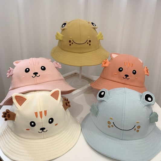New Products Kitten And Frog Sun Hat Small Pot Hat Baby Hat $14.51 Dana Fashion Color: Blue Baby Clothing Product Information Product category: fisherman hat Applicable gender: neutral/male and female Material: cotton Suitable season: summer, spring Size: