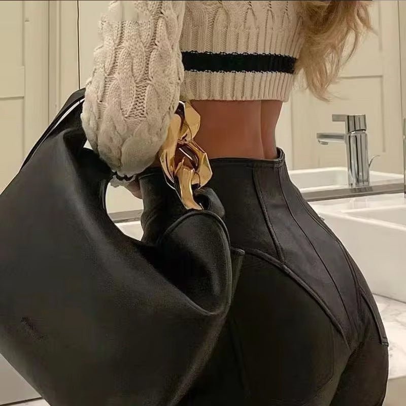 New PU Casual Leather Pants Women's Long Ankle-length Slim-fit $69.00 Dana Fashion Color: Black Size: L Women's clothing Product information: Color: Black Elasticity: Micro elasticity Pants length: cropped pants Waist type: high waist Size: S,M,L,XL Style