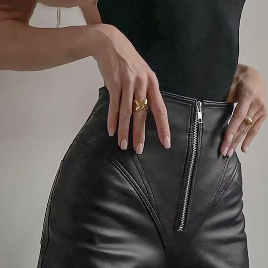 New PU Casual Leather Pants Women's Long Ankle-length Slim-fit $69.00 Dana Fashion Color: Black Size: L Women's clothing Product information: Color: Black Elasticity: Micro elasticity Pants length: cropped pants Waist type: high waist Size: S,M,L,XL Style