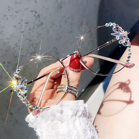 New Rhinestone Anti-blue Light Glasses For Men And Women $18.03 Dana Fashion Color: Star blue Women's Accessories Product information: Frame material: metal frame Style: Full Frame Glasses style: round frame Suitable for face shape: round face Frame color