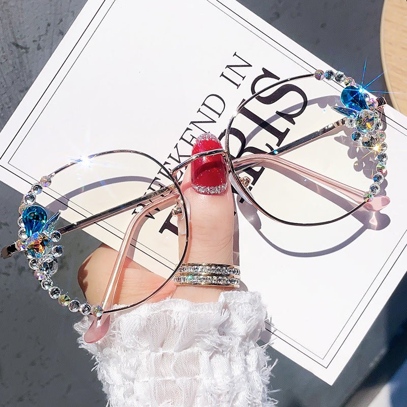 New Rhinestone Anti-blue Light Glasses For Men And Women $18.03 Dana Fashion Color: Star powder Women's Accessories Product information: Frame material: metal frame Style: Full Frame Glasses style: round frame Suitable for face shape: round face Frame col