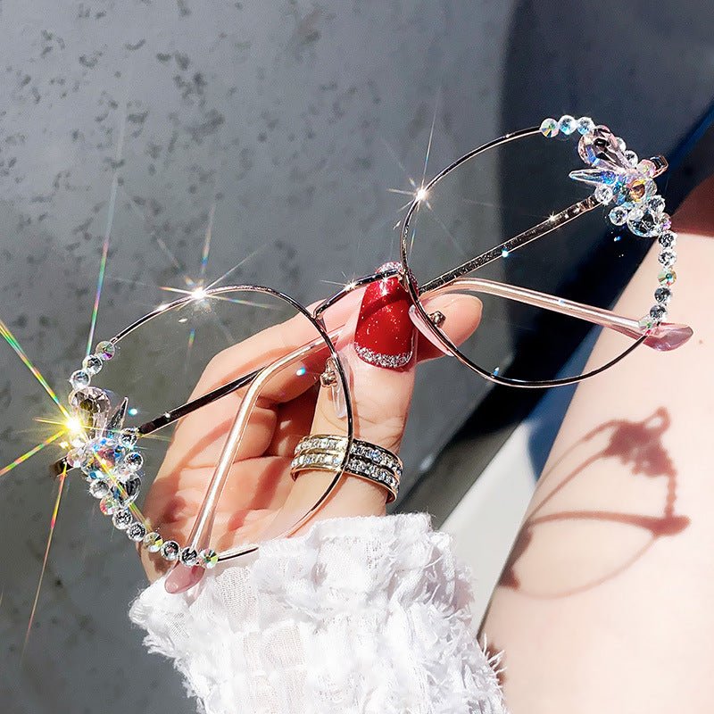 New Rhinestone Anti-blue Light Glasses For Men And Women $18.03 Dana Fashion Color: Star blue Women's Accessories Product information: Frame material: metal frame Style: Full Frame Glasses style: round frame Suitable for face shape: round face Frame color
