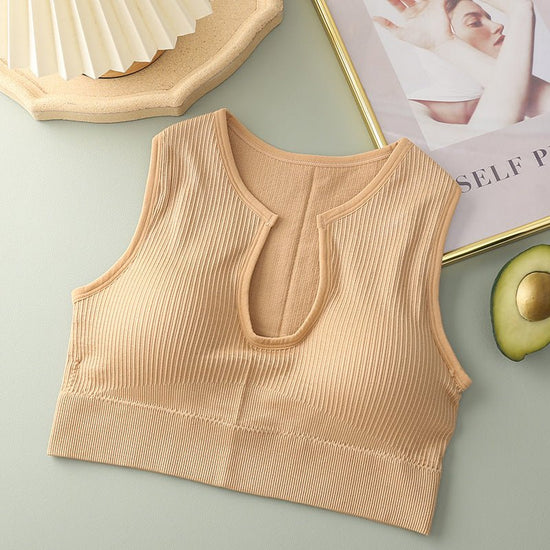 New Seamless Sports Set Underwear For Women $19.90 Dana Fashion Color: Top skin color Size: One size Women's clothing Product Information: Fabric name: nylon Product category: breast wrap/bra Color: Top: Black, Top: Blue, Top: Caramel, Top: Skin Color, Pa